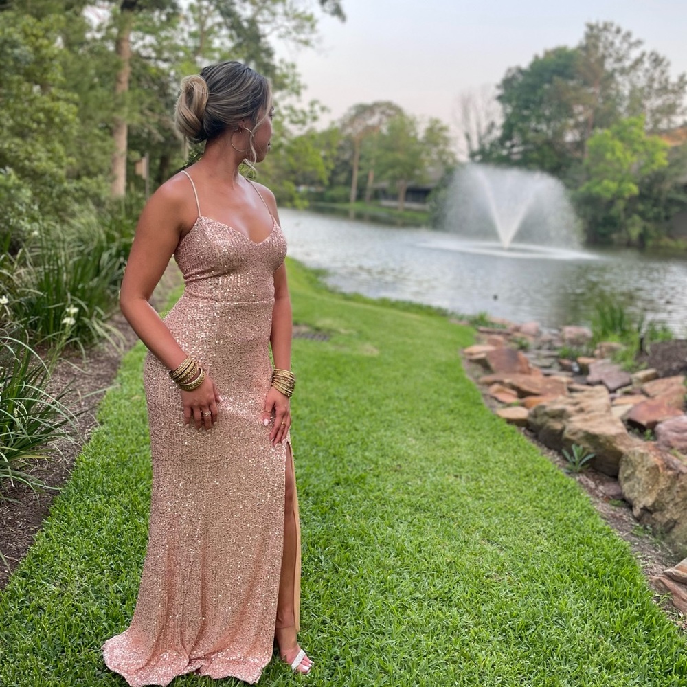 Pink Sequin Gown Medium
